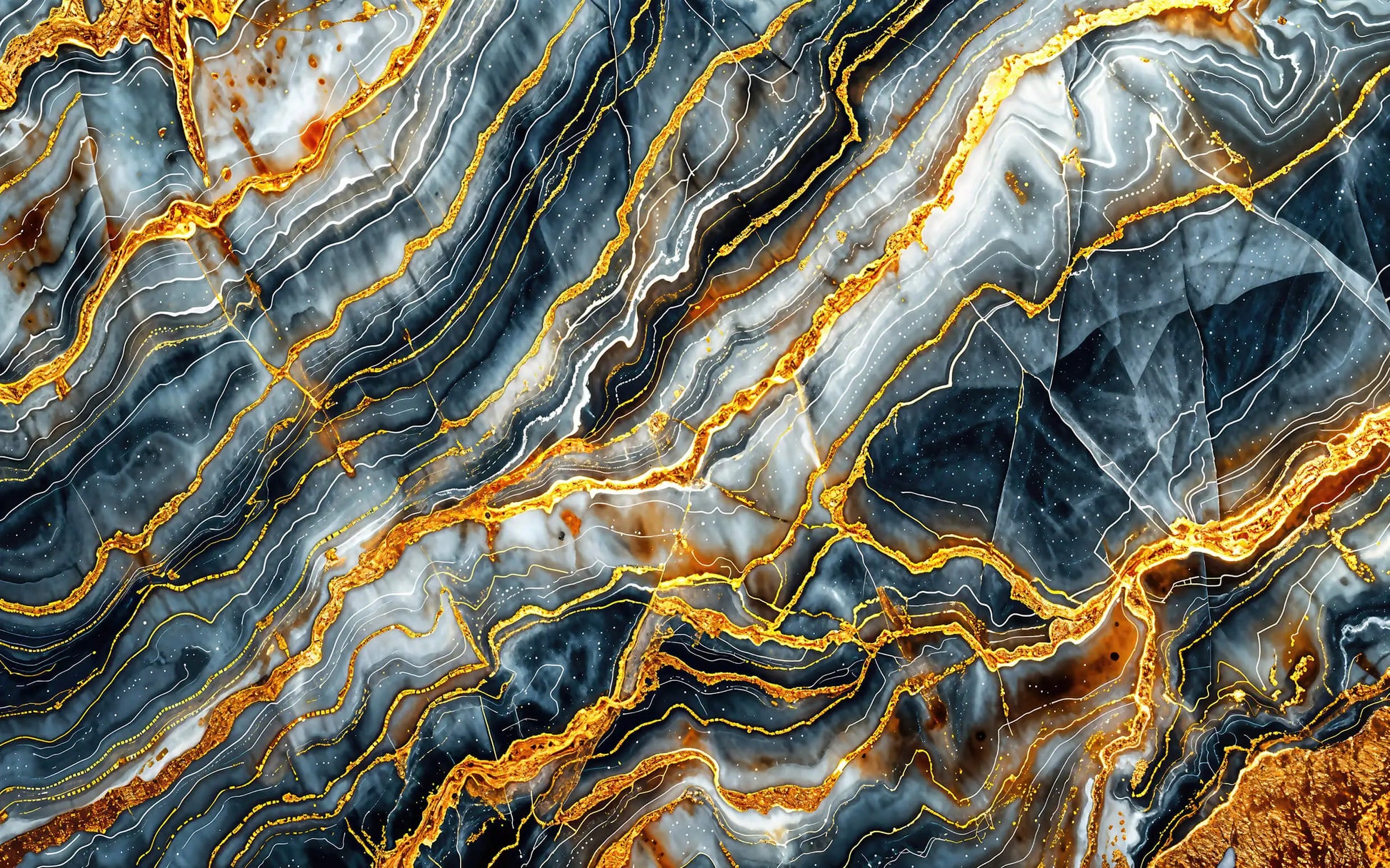 декоративен стенен панел - Marble-like texture with gold and gray patterns